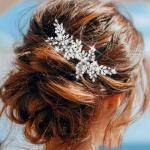 Floral Crystal Rhinestone Bridal Hair Comb for Weddings
