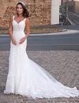 Vintage Lace Applique Mermaid Wedding Dress, White, US12