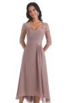Champagne Lace Applique Mother of the Bride Dress