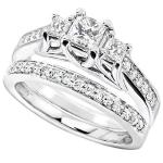 Kobelli Three-Stone Diamond Wedding Set, 4/5 ctw