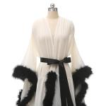 Molisa Feather Bridal Robe with Fur Cuffs