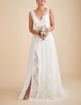 2024 Lace Beach Wedding Dress Ivory A-Line Boho