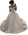 Yuxin Sparkly Off Shoulder Sequin Wedding Gown 2024