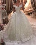 Yuxin Sparkly Off Shoulder Sequin Wedding Gown 2024