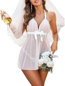 Avidlove White Lace Bridal Nightgown Chemise