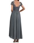 Taupe Chiffon Lace Applique Tea Length Dress, Size 16