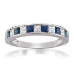 1 Carat Diamond Princess-cut Sapphire Wedding Band Ring