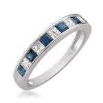 1 Carat Diamond Princess-cut Sapphire Wedding Band Ring