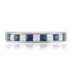 1 Carat Diamond Princess-cut Sapphire Wedding Band Ring