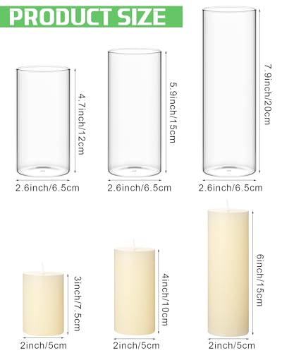Ivory Pillar Candles and Glass Vases Set
