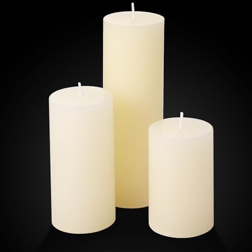 Ivory Pillar Candles and Glass Vases Set