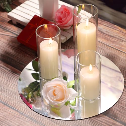 Ivory Pillar Candles and Glass Vases Set