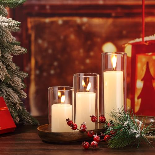 Ivory Pillar Candles and Glass Vases Set