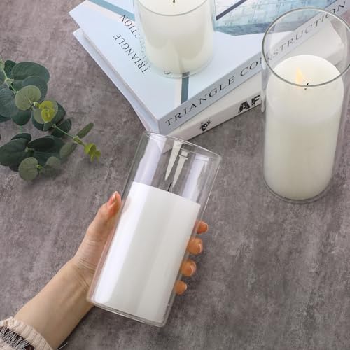 12 White Pillar Candles with Cylinder Holders
