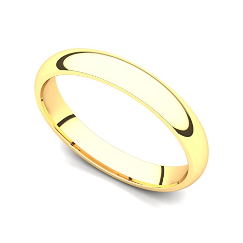 18k Yellow Gold 3mm Wedding Band Ring, Size 8.5
