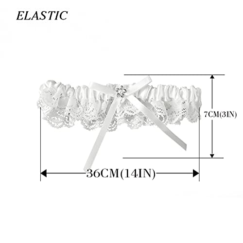 EVAZEN White Lace Floral Wedding Garter Set