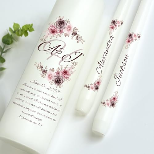 Personalized Unity Candle Set with Bible Quote