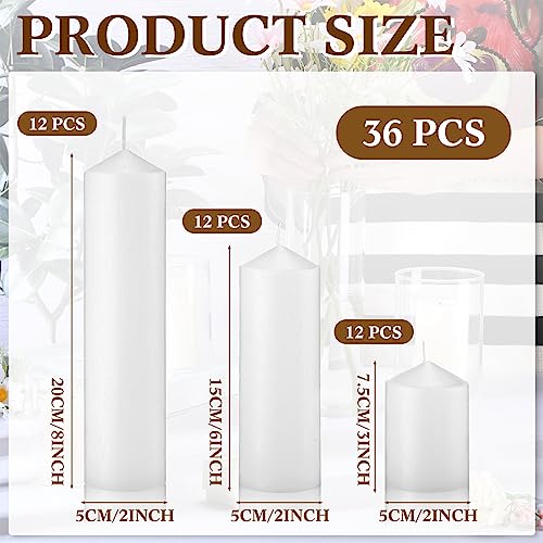 36 Pcs Unscented Bulk Pillar Candles Set