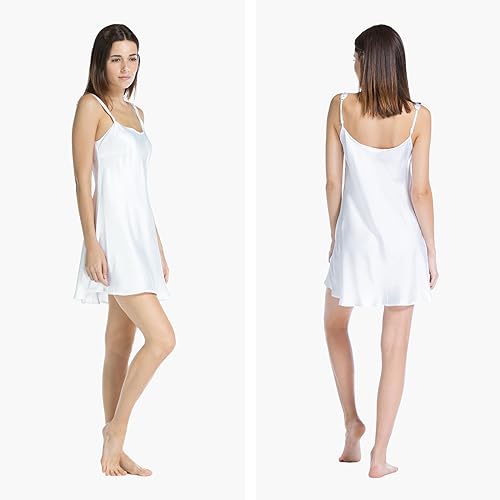 Elegant White Silk Chemise for Women