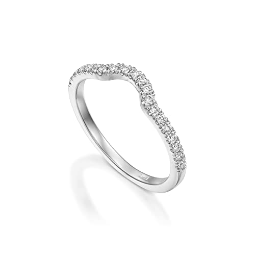 CTIEIP Gold Diamond Curved Wedding Band Stackable Ring