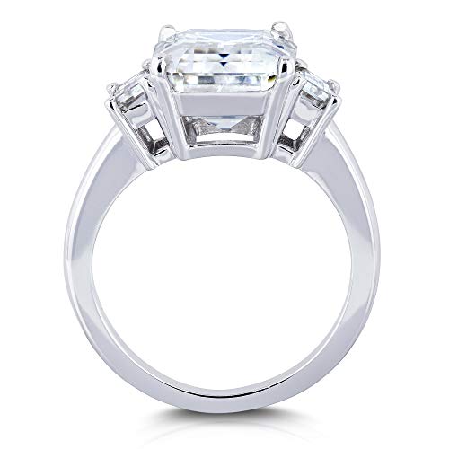 Emerald Cut Moissanite Three Stone Engagement Ring