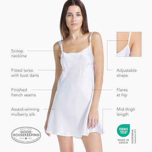 Elegant White Silk Chemise for Women