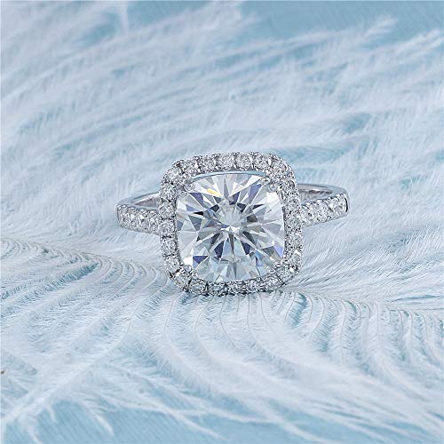 DovEggs 14K White Gold 2ct Cushion Cut Engagement Ring