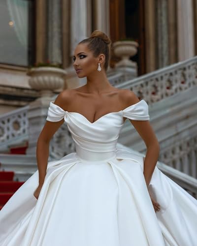 Off The Shoulder Ball Gown Wedding Dress White