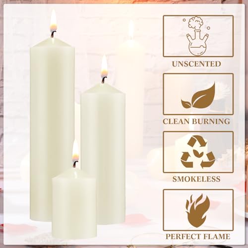 Ivory Pillar Candle Set for Weddings and Decor