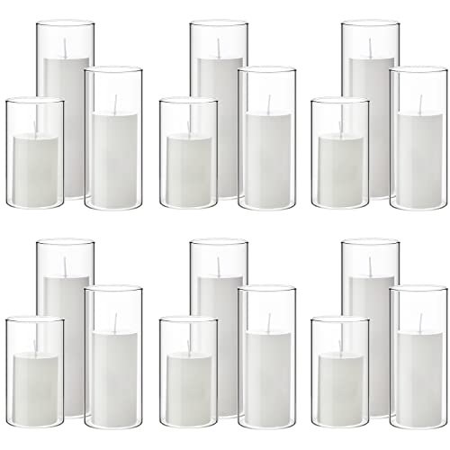 White Pillar Candles & Glass Vases Set for Weddings