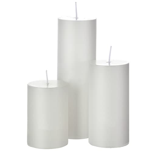 White Pillar Candles & Glass Vases Set for Weddings