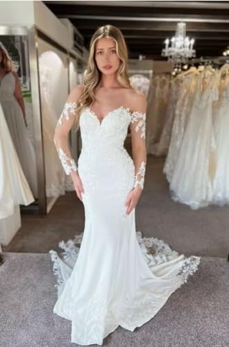 2023 Mermaid Boho Lace Applique Beach Bridal Dress