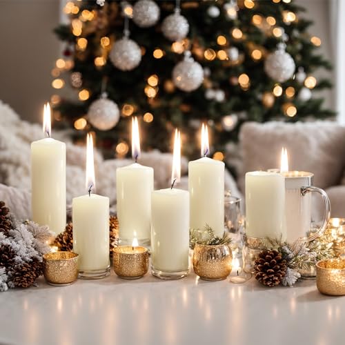 Ivory Pillar Candle Set for Weddings and Decor