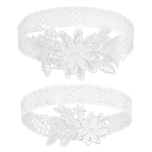 Bridal Lace Garter Set with Faux Pearls