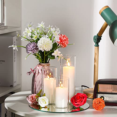 White Pillar Candles & Glass Vases Set for Weddings