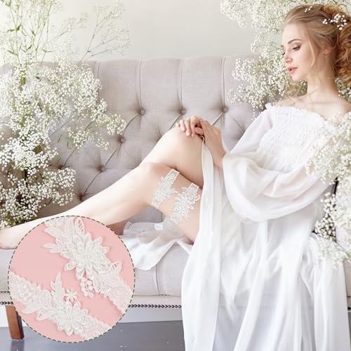 Bridal Lace Garter Set with Faux Pearls