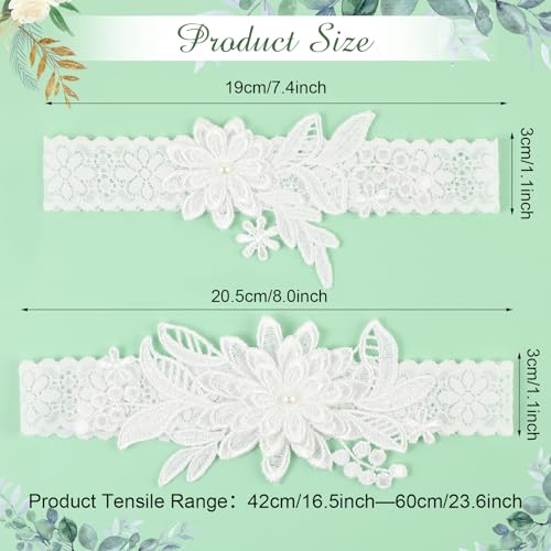 Bridal Lace Garter Set with Faux Pearls