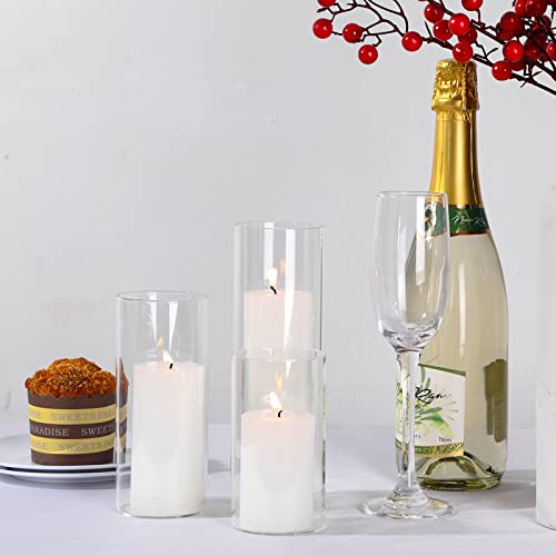 White Pillar Candles & Glass Vases Set for Weddings
