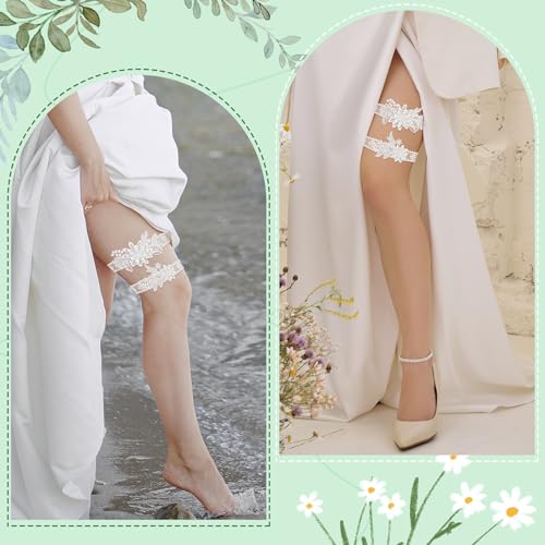 Bridal Lace Garter Set with Faux Pearls