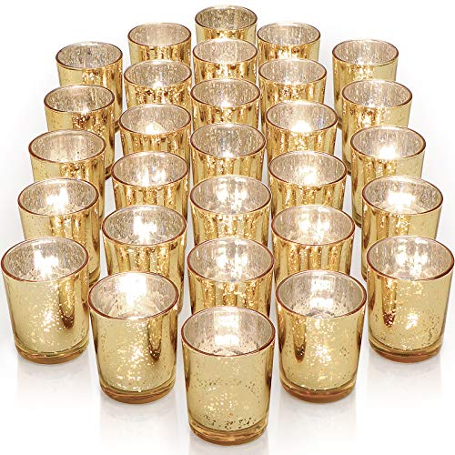 36 Gold Mercury Glass Votive Candle Holders