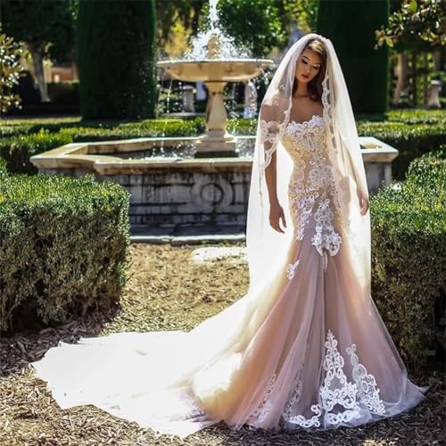 Champagne Off Shoulder Mermaid Wedding Dress Size 2