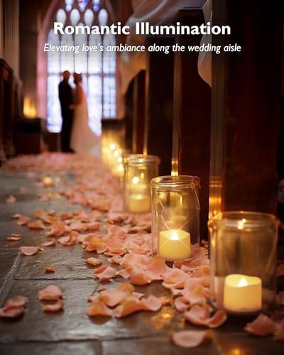 48-Pack Flameless Tea Light Candles for Weddings