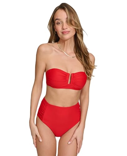 DKNY Women's Classic Red Bandeau Bikini Set