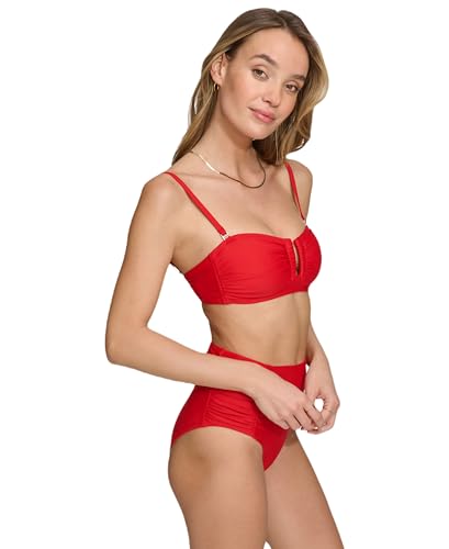 DKNY Women's Classic Red Bandeau Bikini Set