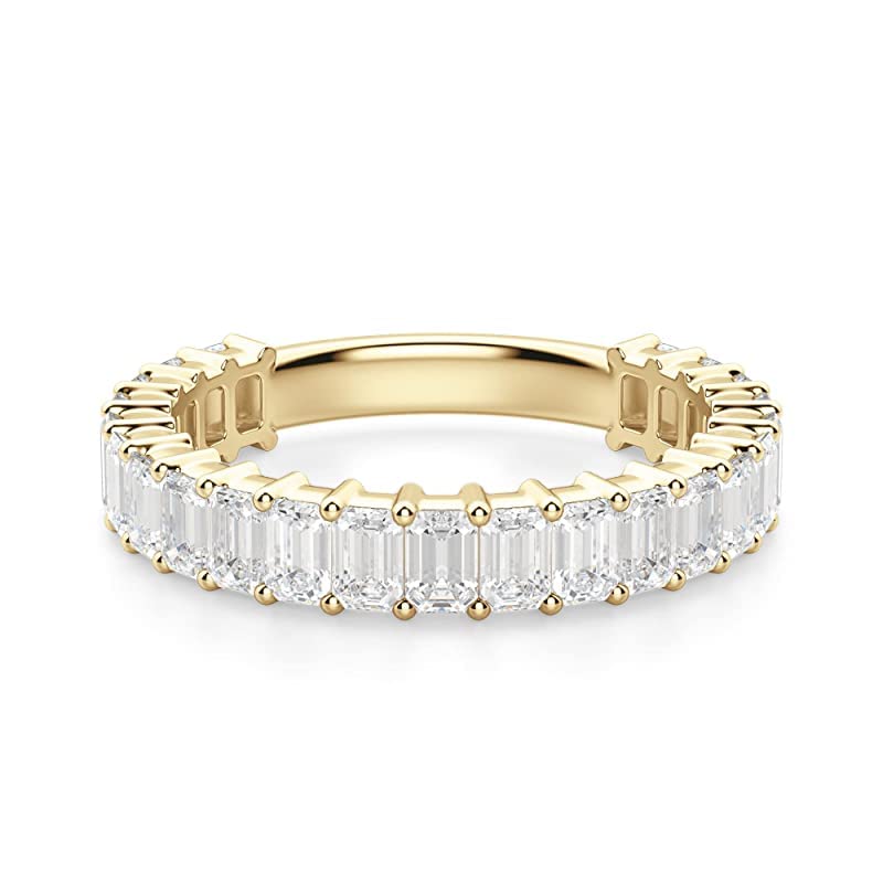Emerald Cut Moissanite Wedding Band in 14K Gold