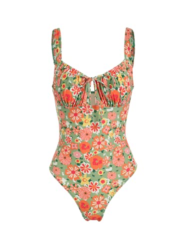 Floral Push-Up One Piece Swimsuit in Orange
