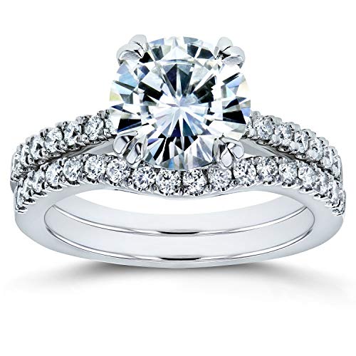 Kobelli Forever One Moissanite and Lab Grown Diamond Wedding Ring Set