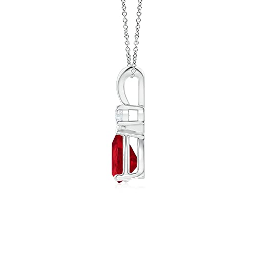 Sterling Silver Ruby Solitaire Pendant Necklace for Women