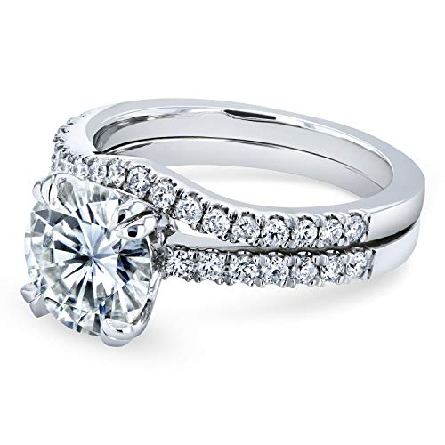 Kobelli Forever One Moissanite and Lab Grown Diamond Wedding Ring Set