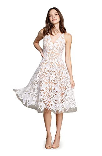 White/Nude Dress the Population Blair Fit & Flare